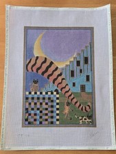 HTF Sharon G Signed Hand Painted Needlepoint Canvas-BIG CAT TAIL-18 Mesh-READ