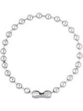 Collar de cadena de bola con cuentas emo Y2k, collar gótico punk grunge 18 pulgadas, plata