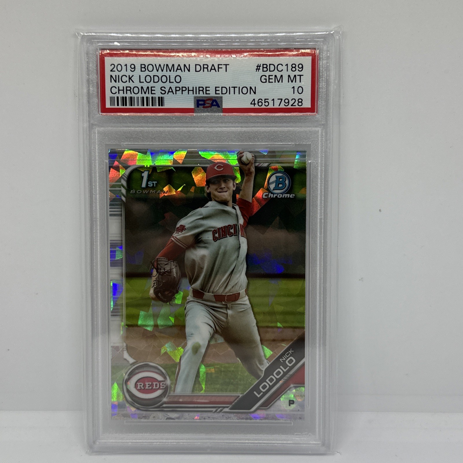 2019 Bowman Chrome Draft NICK LODOLO sapphire refractor 1st Reds PSA 10