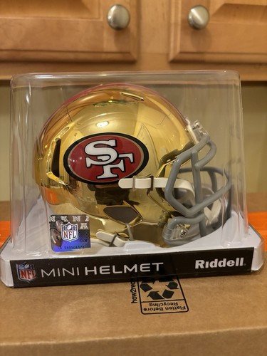 San Francisco 49ers Custom Gold Chrome Mini Football Helmet Riddell ...