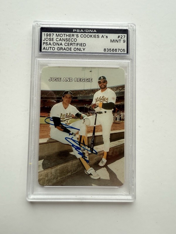 Jose Canseco  1997 Mother’s Cookies Autographed Card PSA/DNA Auto Mint 9