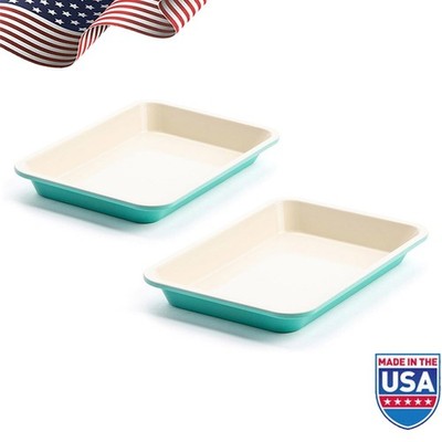 2 Piece 13'' x 9'' Quarter Sheet Baking Pans Bakeware PFAS-Free Ceramic Nonstick
