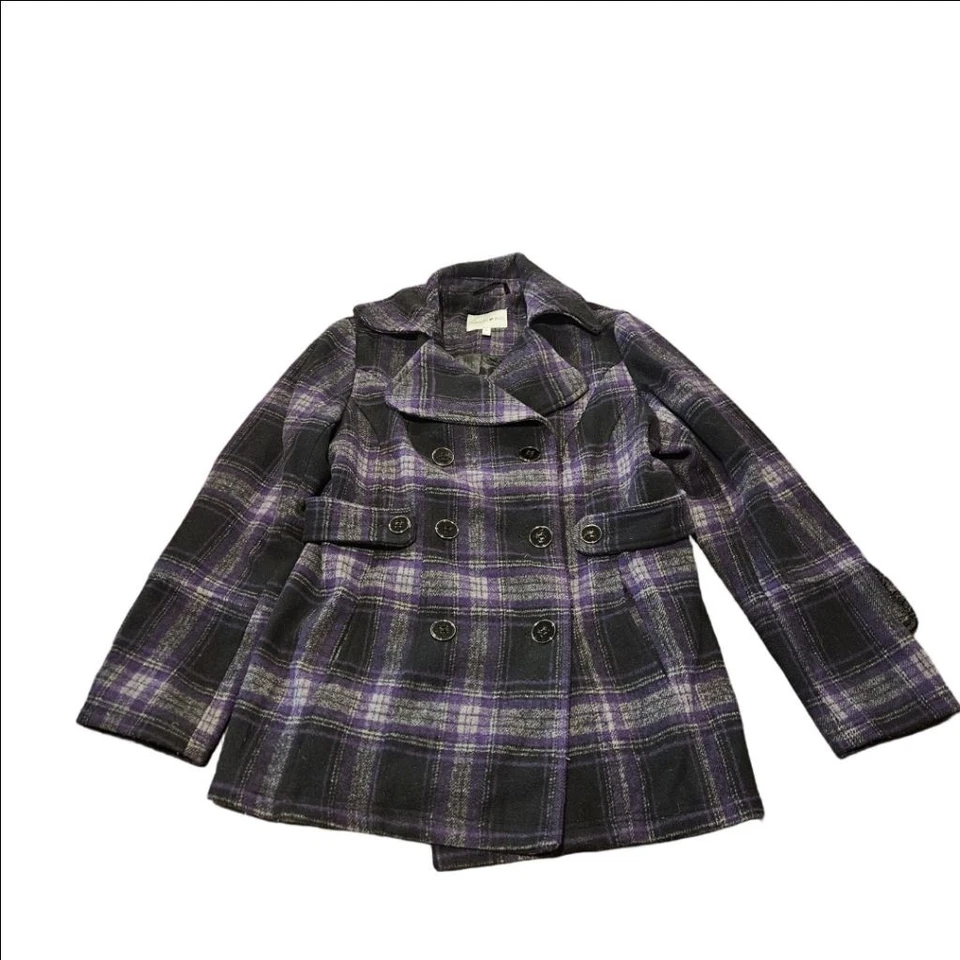 Abrigo de mujer de moda Bug Pea L púrpura negro gris a cuadros Foto 2 de 4