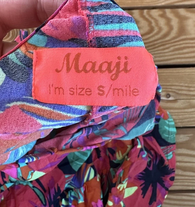 Mini Vestido Para Mujer Maaji Sin Mangas Volantes Talla S Rosa Floral C1 Foto 3 de 4