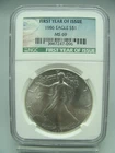 1986 American Silver Eagle NGC MS 69 First Year of Issue special label enjoy!