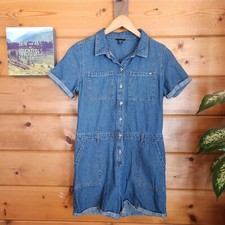 Tommy Hilfiger Denim Blue Jean Button Down Romper Jumpsuit Set Youth Kid Size 16
