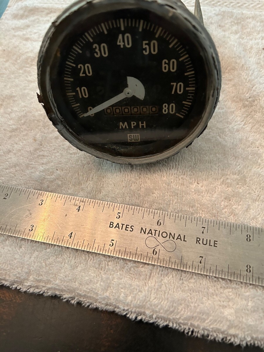 Compteur De Vitesse Vintage Stewart Warner 3-1/2 80 MPH Pour Moto - Occasion, Vendu En L'état