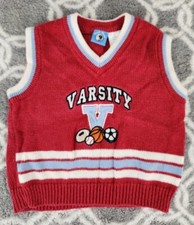 Vintage Duck Head Boy's Size 18 Months Red Varsity Sports Football Sweater Vest