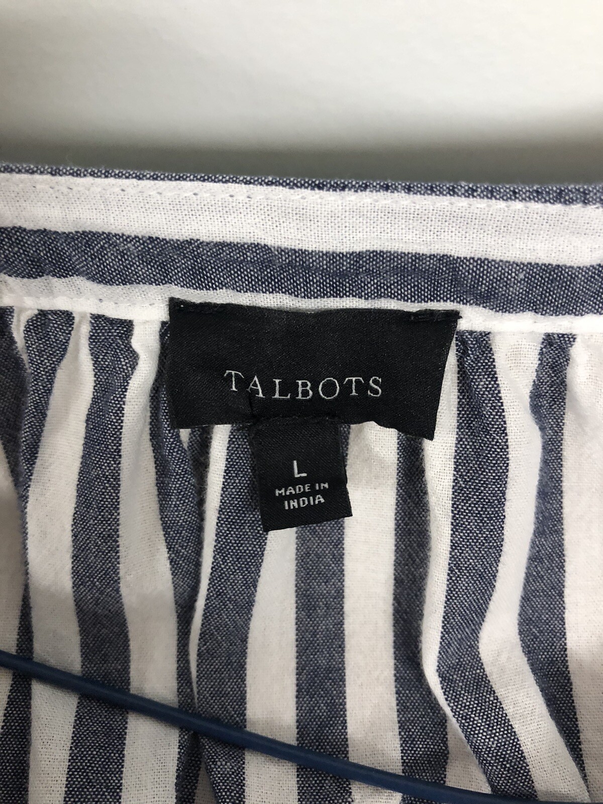 Talbots L Striped Pullover Top Tassel Tie Neck Pl… - image 6