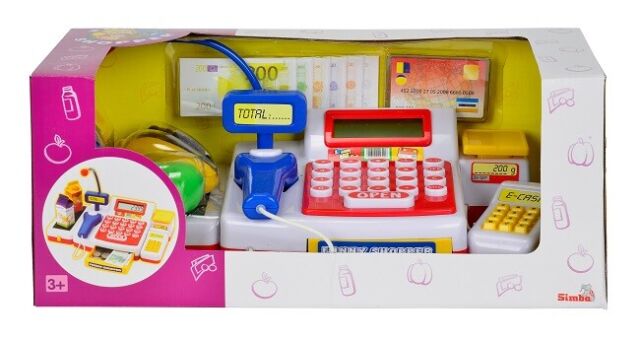 Simba 104525700 - Cash Register With Scanner for Children Wooden Toy Shop - New