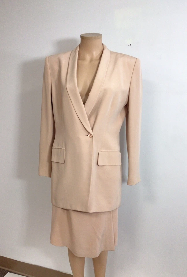 Jones New York Falda de Seda Traje 2 Piezas 90’s Almohadillas para el Hombro Mujer 10 Foto 2 de 4