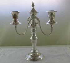 Pair Silver Candelabra 11 in., 3 Light, Beaded or Plain