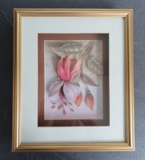 Rob Pohl 3D Flowers Relief Floral Lily Vintage Style Decoupage Framed Art VGC