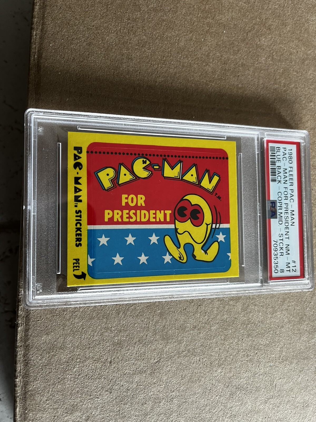 Fathead Sticker Pacman 1980 Fleer Pac Man Sticker Pac Man For President 1st Edition PSA 8 | eBay