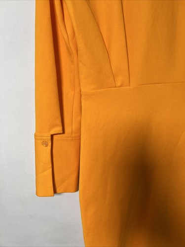 Zara Women's dress orange XS collared side zip 1/2 buttons faux wrap stretch NWT - Picture 9 of 13