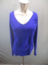 ZELLA Size S Womens Blue V-Neck Stretch Ruched Running Gym Athletic Hoodie 447
