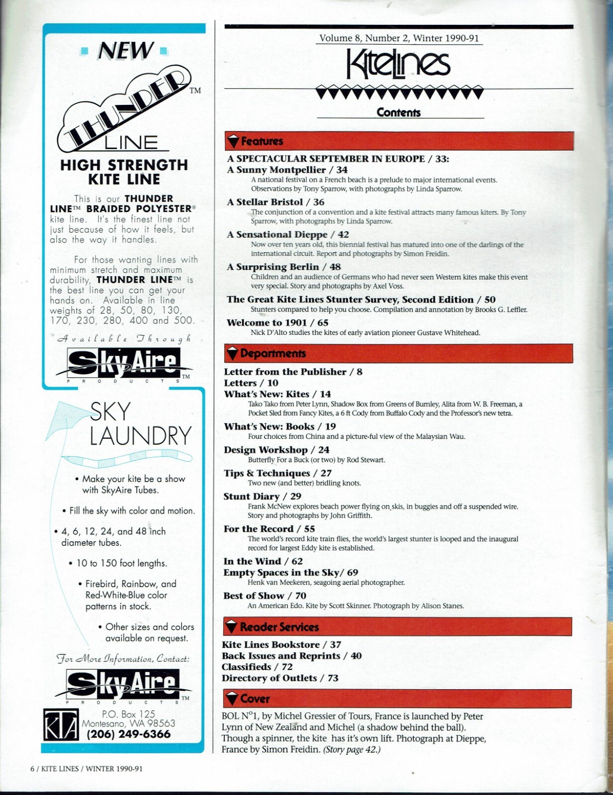 Kite Lines Magazine 1990 Vintage Back Issue Illustrated Articles Kites