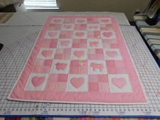 Handmade Animal/Hearts Baby Girl Quilt