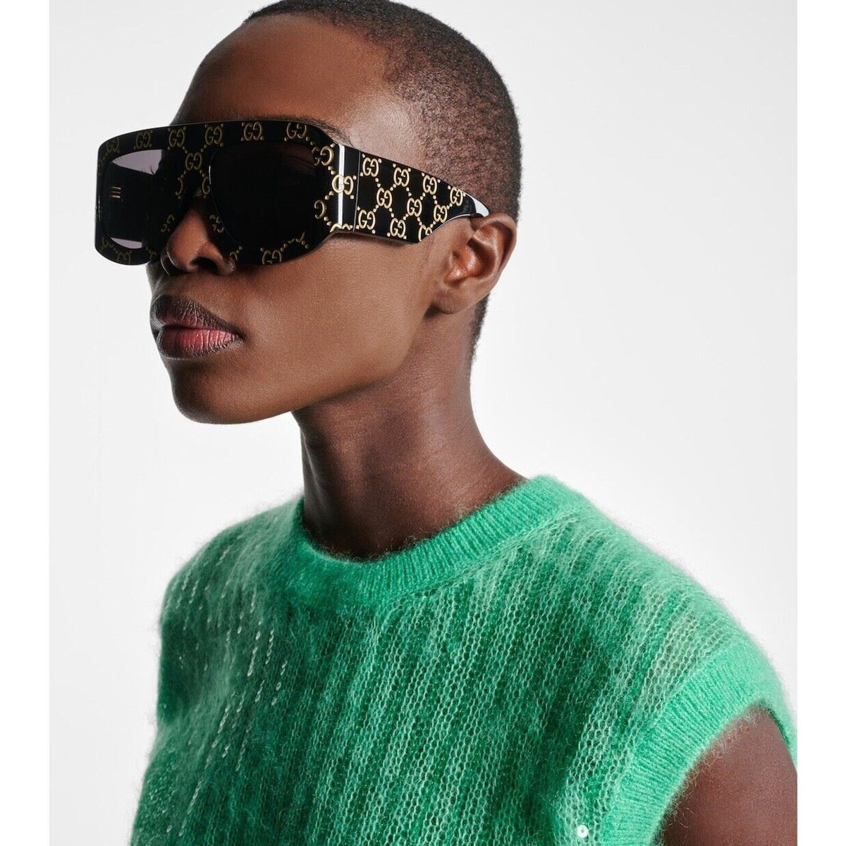 Gucci GG0983S 004 Black Gold Grey Lens Soft Square Oversize