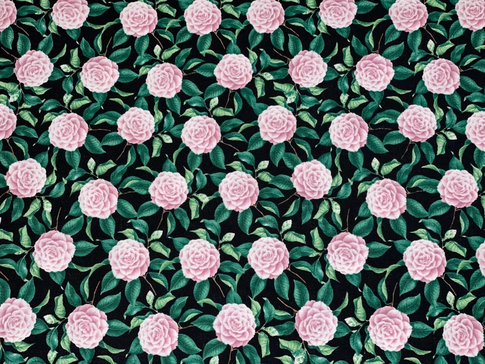 1 yarda Rosa Dalia Peonía Flor Floral POR Tela de Algodón Acolchado en Blanco #6220 Foto 4 de 4