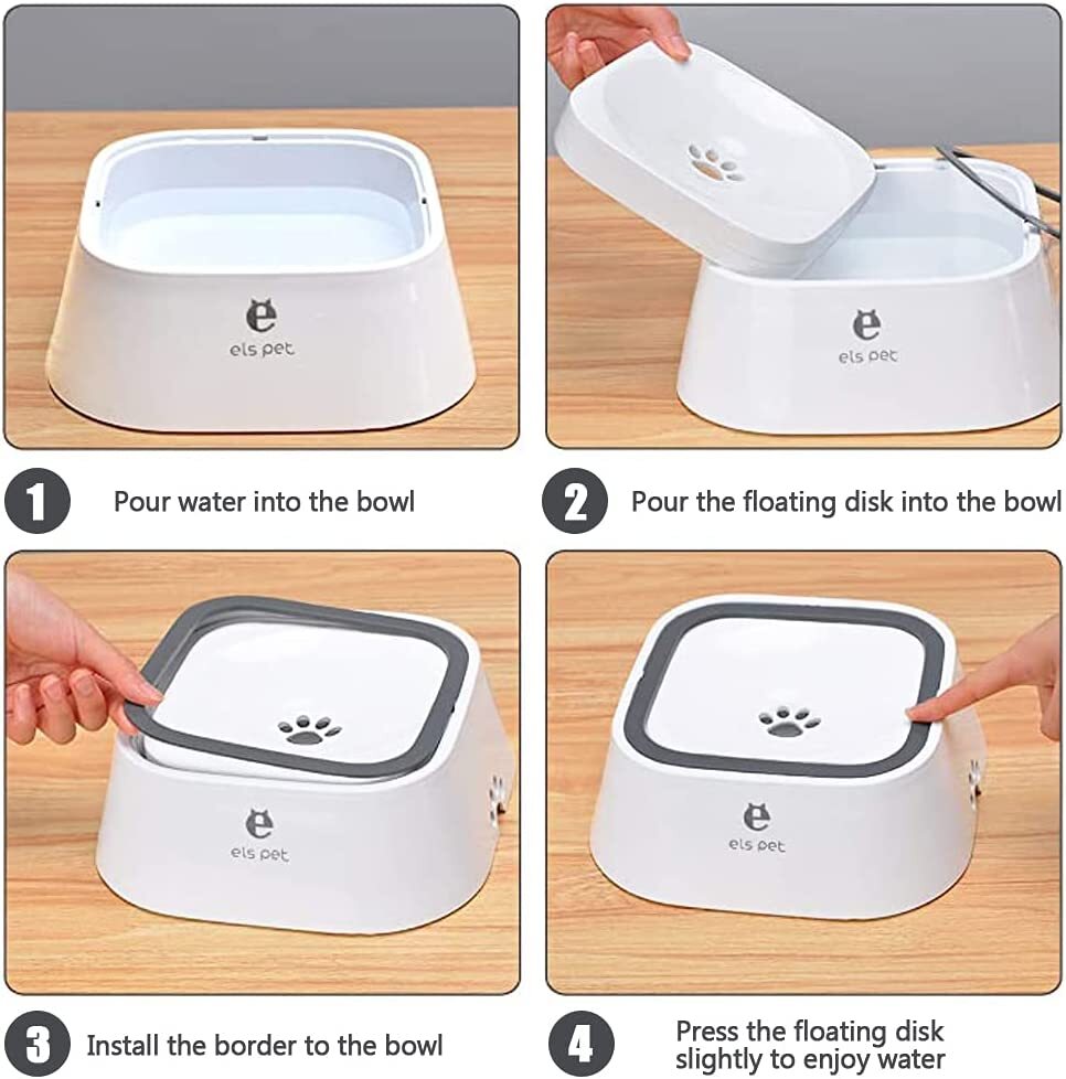 Dog Water Bowl Non Spill Splash Proof 2000ml Dog Water Bowl Dry Bowl