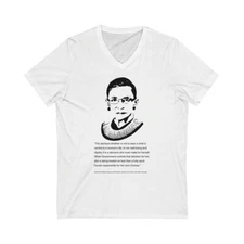 Justice Ruth Bader Ginsburg Roe V Wade Quote Unisex Short Sleeve V-Neck Tee