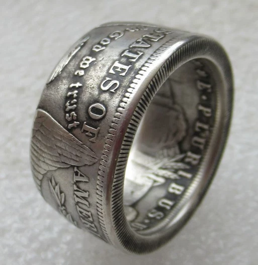 Silver dollar mens best sale ring