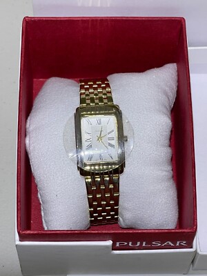 Seiko Pulsar Women Gold-Tone Bracelet Watch PH7330 Quartz Silver
