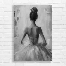 Elegant Ballerina in Pink Black White Canvas Print Large Picture Wall Art