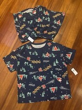 OLD NAVY Women  s Cotton Santa Believe Pajamas Set Shorts Tee Navy Blue XS NWT