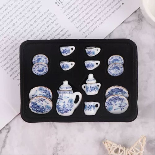 Juego de 31 tazas de té de cerámica en miniatura para casa de muñecas 1:12 platos vajilla accesorios - Imagen 4 de 11