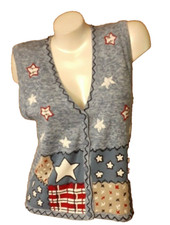 Bobbie Brooks Blue Sleeveless Sweater Vest Embroidered Americana Misses M NWT