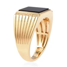 Mans Black Onyx 925 Sterling Silver Unisex Turkish Signet Statement Ring