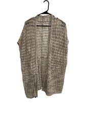 Open Knit Beige Cardigan Vest Sleeveless Lightweight Womens Layering Piece