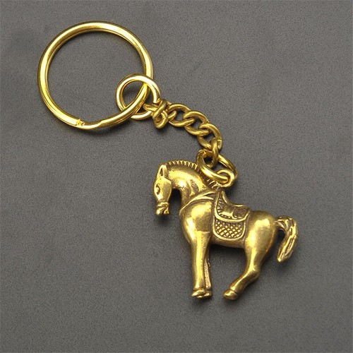 Pure Brass Horse Keychain Pendant Hanging Key Chain Ring Tea Pet Miniature Craft - Picture 10 of 18