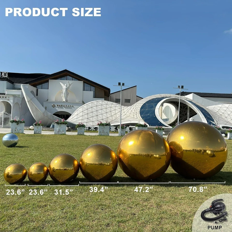 Bola de discoteca inflável dourada estoque EUA 6 peças hermética grandes bolas brilhantes - Imagem 2 de 4