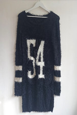 Size 12 Faux Mink Striped Digital Pattern Warm Sweater Dress Jumper Color Black