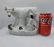 An Antique Victorian Staffordshire Cow & Maid Figure RF28#10