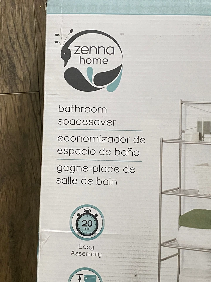 Zenna Home 2523NN Armazenamento sobre o vaso sanitário, 23,25 x 64,7", cetim níquel  - Imagem 3 de 4
