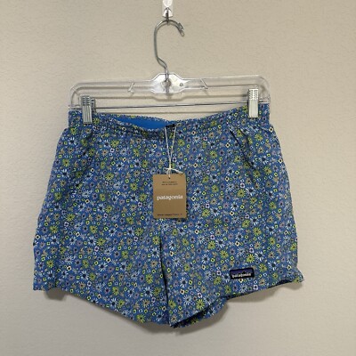 Patagonia Floral Fun Barely Baggie Shorts Womens Size XS Vessel Blue 5  Travel