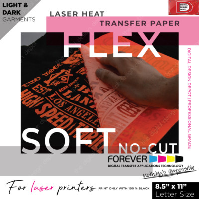 Forever Flex Soft (No Cut) A&B Iron-On Heat Transfer paper 8.5x11 5 Sheets