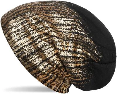 STYLEBREAKER warme Feinstrick Beanie Mütze, Metallic, Fleece Futter, Slouch Longbeanie Unisex