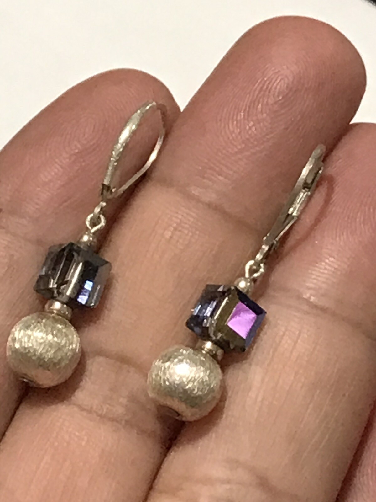 sterling silver texture ball dangle earrings High… - image 2