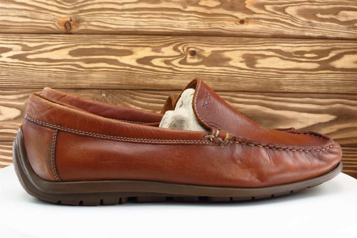 ECCO Shoes Sz 44 M Round Toe Brown Loafer Leather Men | eBay
