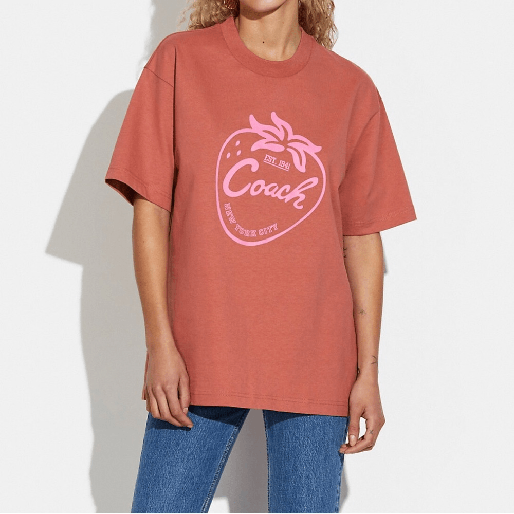 COACH コーチ ストロベリー Tシャツ Strawberry T-Shirts NWT Coach Strawberry Skater T Shirt In Organic Cotton size