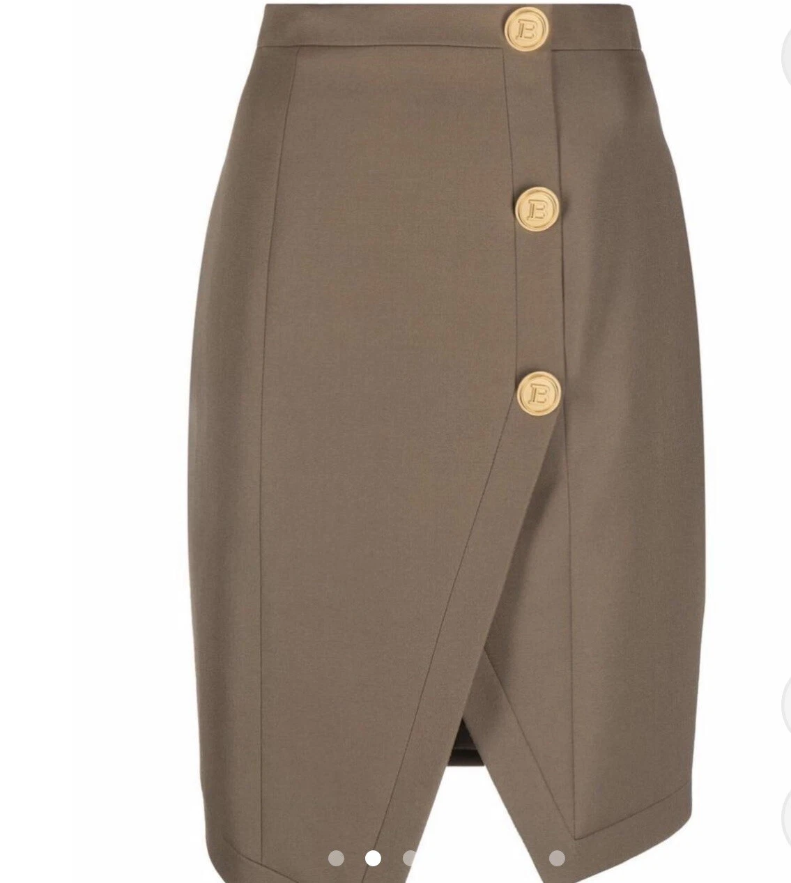 Balmain — Balmain Asymetric Skirt Olive Green EU40