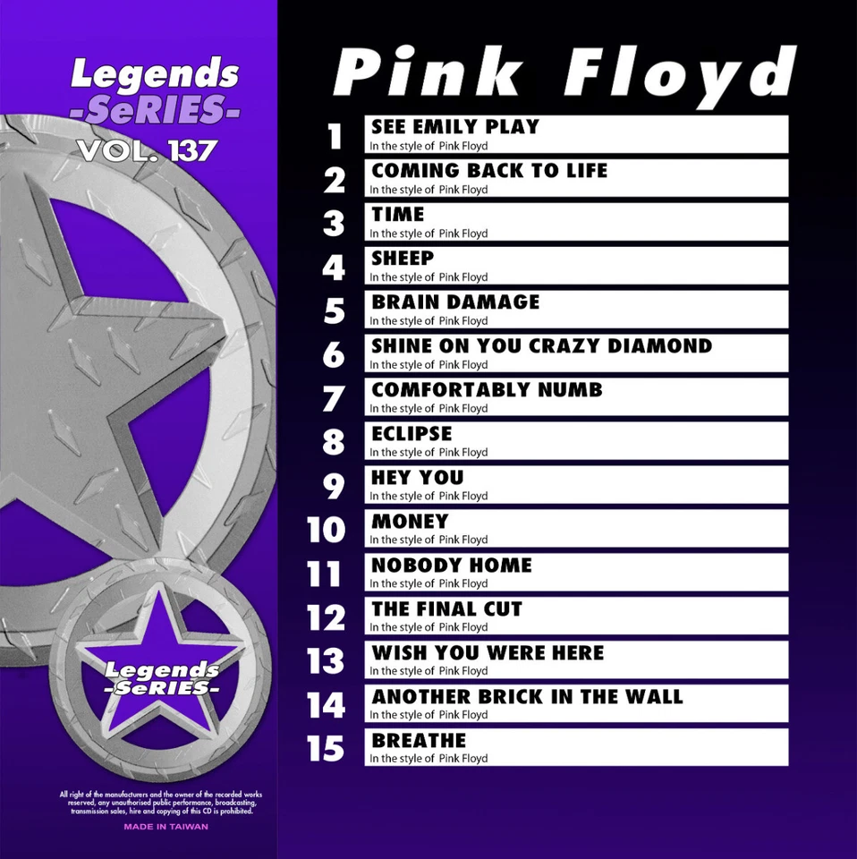 KARAOKE LEGEND SERIES 4 CDG PINK FLOYD AEROSMITH,KID ROCK,VAN HALLEN METALLICA, - Image 3 of 4