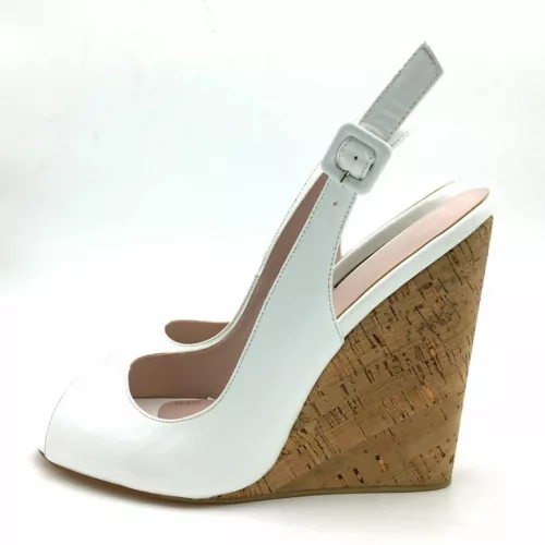 Sandali donna estivi zeppa punta aperta scarpe tacco alto cinturino fibbia slingback - Foto 12 di 16