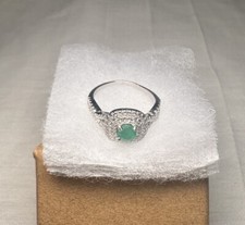 Solid 925 Silver Authentic Colombian Emerald Gemstone Handmade Ring Women Sz 7.5