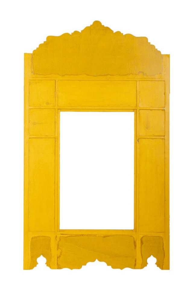 Set of 2 Painted Yellow hanging mirror frame, Moroccan Vintage farmhouse decor - Image 4 of 4